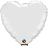 18" White Heart Shaped Foil Balloon