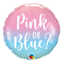 Gender Reveal Pink or Blue Ombre 18" Foil Balloon