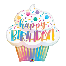 Happy Birthday Ombre Cupcake 31" Large Foil Balloon