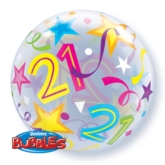 Age 21 Brilliant Stars Bubble Balloon 22"