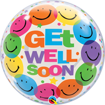 Qualatex 22" Get Well Soon Smile Faces Bubble Balloon