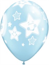 Pearl Blue Moon and Stars 11" Latex Balloons 25pk