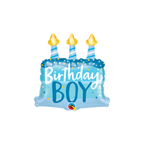 Qualatex Birthday Boy Cake & Candles Mini Air Fill Foil Balloon