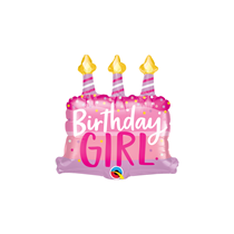 Birthday Girl Cake & Candles 14" Mini Foil Shaped Balloon