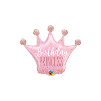 Pink Birthday Princess Crown 14" Mini Foil Shaped Balloon