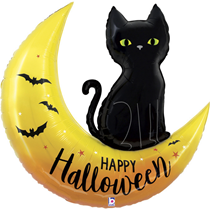 Happy Halloween Moon & Cat 41" Foil Balloon