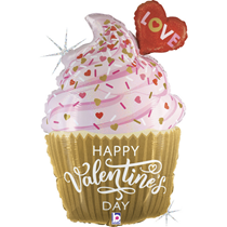 Valentine Golden Cupcake 31" Foil Balloon
