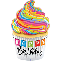 Happy Birthday Rainbow Cupcake 5ft Jumbo Foil Balloon