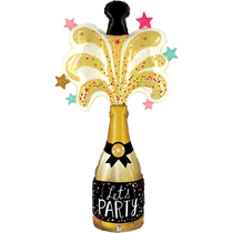 Gold Let's Party Champagne Bottle 5ft Foil Balloon