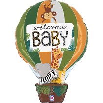Welcome Baby Jungle Hot Air Balloon 30" Foil Balloon