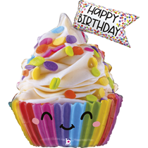 Grabo Cute Cupcake Happy Birthday 31" Foil Balloon