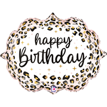 Happy Birthday Satin Leopard Print 27" Foil Balloon