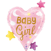 Grabo Baby GIrl Heart & Stars 25" foil Shape Balloon