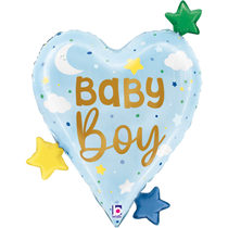 Grabo Baby Boy Heart & Stars 25" foil Shape Balloon