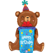 Grabo Happy Birthday Smiley Bear 34" Large Foil Balloon
