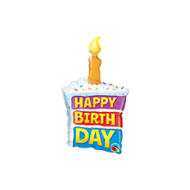 Happy Birthday Raindow Cake & Candle 14" Mini Foil Shape Balloon