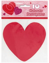 Valentine's Mini Red Heart Cut Outs 10pk