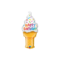 Happy Birthday Ice Cream Cone 14" Mini Foil Shaped Balloon