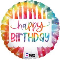 Happy Birthday Tie Dye Cake 18" Foil Balloon