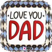 Love You Dad Argyle 18" Foil Balloon