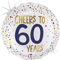 Cheers To 60 Years 18" Glitter Holographic Foil Balloon