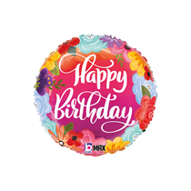 Grabo Happy Birthday Bright Flowers 18" Foil Balloon