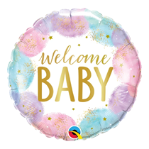 Qualatex 18" Welcome Baby Watercolour Foil Balloon