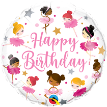18" Happy Birthday Ballerinas Foil Balloon