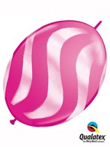 Wild Berry with White Wavy Stripes 12" Quick Link Balloons 50pk