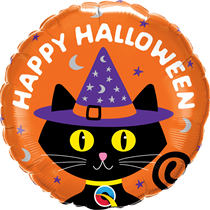Halloween Black Cat With Hat 18" Foil Balloon