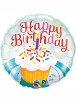 Happy Birthday Cupcake & Sprinkles 18" Foil Balloon