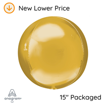 Gold Orbz Foil Balloon Packaged
