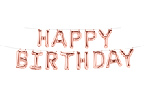 Happy Birthday 9" Rose Gold Foil Letter Balloon Banner
