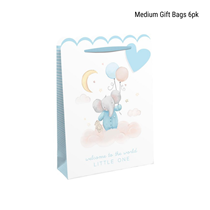 Welcome Little One Blue Elephant Medium Gift Bags 6pk