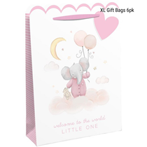 Welcome Little One Pink Elephant X-Large Gift Bag 6pk