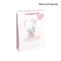 Welcome Little One Pink Elephant Medium Gift Bags 6pk