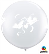 Love Doves 3ft Clear Latex Balloons 2pk