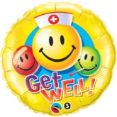 18" Get Well Smiley Face Foil Balloon