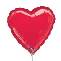 Metallic Red Heart Mini Shape Foil Balloon (air fill)