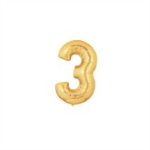 Gold Number 3 Air Fill Foil Balloon 7"