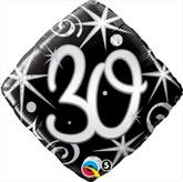 30th Birthday Sparkles & Swirls Diamond Foil Balloon