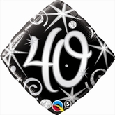 40th Birthday Sparkles & Swirls Diamond Foil Balloon