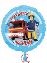 Fireman Sam Happy Birthday 18" Round  Foil Balloon