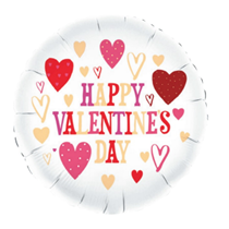 Happy Valentine's Day Hearts 18" Round Foil Balloon