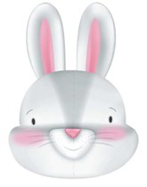 Grey & White Easter Bunny Head 27" Foil Balloon