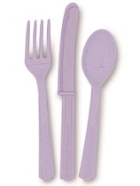 Unique Party Lavender Reusable Plastic Cutlery 18pk
