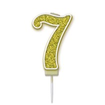 Number 7 Sparkling Fizz Gold Candle