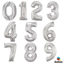 Qualatex Giant 34 Inch Silver Number Foil Balloons 
