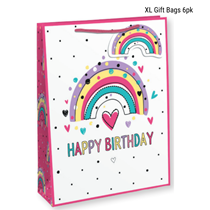 Happy Birthday Rainbow X-Large Gift Bags 6pk