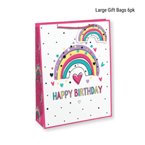 Happy Birthday Rainbow Large Gift Bag 6pk